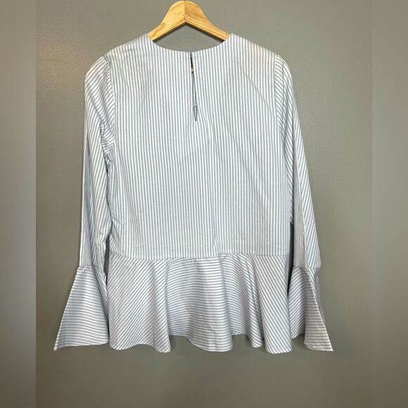 4/$25 Sugar + Lips nautical stripe peplum poet sleeve size medium office preppy - Picture 2 of 6